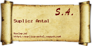 Suplicz Antal névjegykártya
